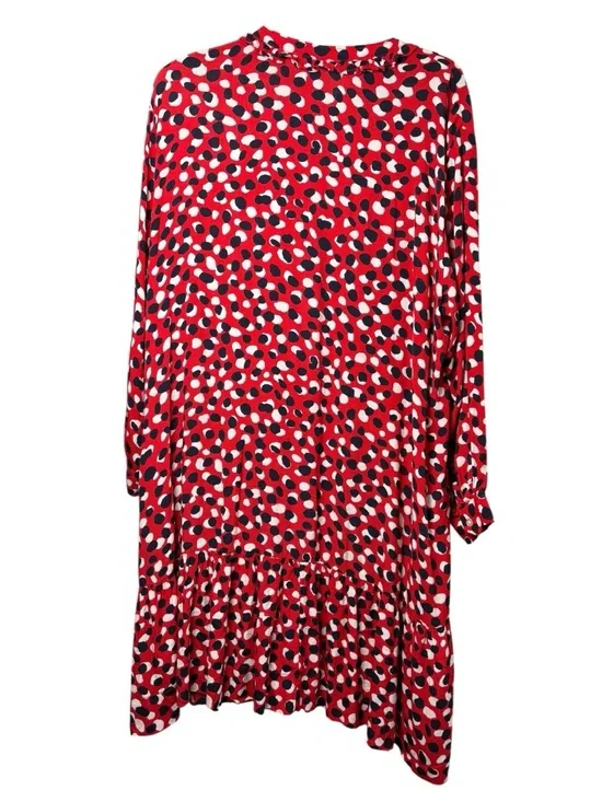 Free Assembly Red, White, Blue Printed Ruffle-Hem Dress w/Pockets Women’s XL - Picture 3 of 8